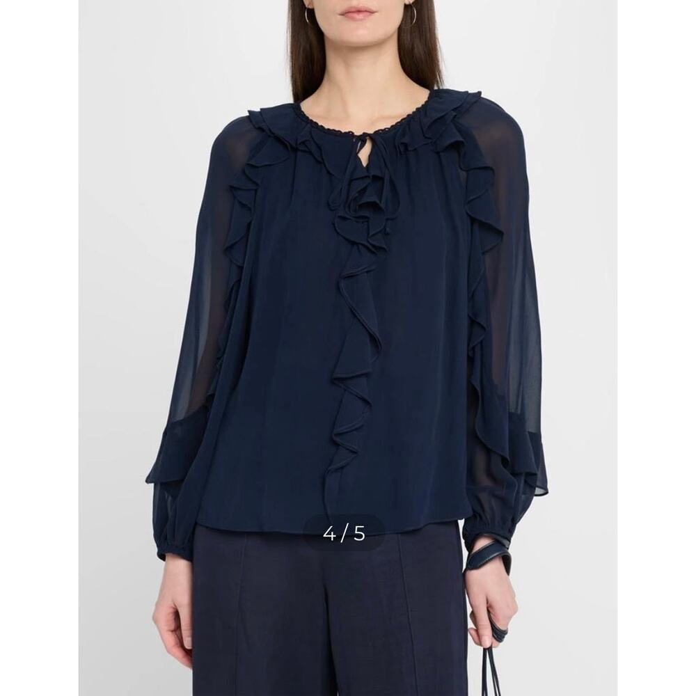 Kobi Halperin Navy Bali Blouse Size XS NWT